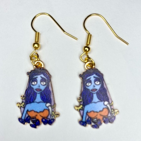 Corpse Bride - Classic Horror Film Corpse Bride Earrings Set NWT 1 inch Orange - Picture 1 of 1